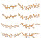 8Pcs 4 Styles Brass Pave Clear Cubic Zirconia Connector Charms, Olive Branch Links, Light Gold, 7~10x23.5~35x2~4mm, Hole: 0.8~1.2mm, 2pcs/style