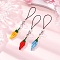 Hot Pepper Glass Seed Beads Mobile Straps, with Cord Loop and PVC Mobile Dustproof Plugs, Platinum, Mixed Color, 104mm, 3pcs/set