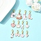 12Pcs Alloy Enamel Pendant Decoration, with Alloy Lobster Claw Clasps, Mixed Shapes, Pink, 27~37mm