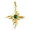 304 Stainless Steel Big Pendants, with Acrylic Rhinestone, Cross with Sun Charm, Golden, Dark Green, 55.5x46x6.5mm, Hole: 10x4.5mm