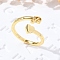 Brass Cuff Rings for Women, Letter, Letter H, Inner Diameter: 15.6mm