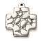 Non-Tarnish 304 Stainless Steel Pendants, Textured, Cross, Stainless Steel Color, 30.5x26.5x3.5mm, Hole: 2mm