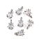 Rack Plating Brass Micro Pave Cubic Zirconia Charms, Nickel Free, Flat Round, Platinum, 7.5x5x4mm, Hole: 1.2mm