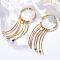 Brass Tassel Hoop Earrings, with ABS Imitation Pearl & Glass & Agate, Chain Charm, Real 18K Gold Plated, 94x4mm