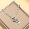Stainless Steel Paperclip Chain Initial Necklaces with OT Clasps, Stainless Steel Color, Letter N, 18.11 inch(46cm)
