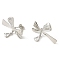 Brass Stud Earrings, with Clear Cubic Zirconia for Women, Bowknot, Platinum, 23x32mm