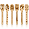 6Pcs Bamboo Spoons & Knifes & Forks, Flatware for Dessert, Word, 60x300mm, 6 style, 1pc/style, 6pcs/set