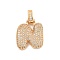 Brass Micro Pave Clear Cubic Zirconia Pendants, Real 18K Gold Plated, Letter N, 31x20.5x5mm, Hole: 3x6mm