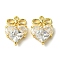 Brass Pendants, with Glass, Heart with Bowkont Charms, Real 18K Gold Plated, 16.5x12x4mm, Hole: 1.2mm