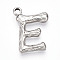 304 Stainless Steel Pendants, Letter Charms, Letter E, 19x14x3mm, Hole: 1.6mm