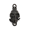 304 Stainless Steel Connector Charms, with Jump Ring, Skull with Flower Links, Black, 25x12.5x6mm, Hole: 3.5mm and 3x5mm