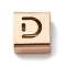 Ion Plating(IP) 304 Stainless Steel Square Slide Charms, Rose Gold, Letter D, 9x8x4mm, Hole: 3.5x8.5mm