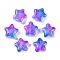 Transparent Spray Painted Glass Beads, with Glitter Power, Star, Medium Slate Blue, 8x8x4mm, Hole: 1mm