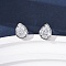 Brass Micro Pave Clear Cubic Zirconia Stud Earrings, Rack Plating, Long-Lasting Plated, Cadmium Free & Lead Free, Platinum, Teardrop, 10x7.5mm