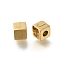 Ion Plating(IP) 304 Stainless Steel Beads, Cube with Letter, Real 14K Gold Plated, Letter J, 5x5x5mm, Hole: 2mm