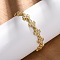 Brass Micro Pave Clear Cubic Zirconia Link Bracelets for Women, Clover, Cadmium Free & Lead Free, Rack Plating, Long-Lasting Plated, Golden, 6-1/2 inch(16.5cm)