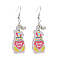 Easter Acrylic Dangle Earrings, Platinum, Rabbit, 55x15mm