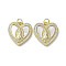 Brass Micro Pave Cubic Zirconia Pendants, with Shell, Virgin Mary Pattern, Real 18K Gold Plated, Heart, 18.5x18x3mm, Hole: 3mm