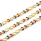 Brass Figaro Chains, Soldered, with Enamel, Rack Plating, Long-Lasting Plated, Lead Free & Cadmium Free, with Spool, Real 18K Gold Plated, Colorful, Link: 4.5x3x1mm and 6x2.5x1mm
