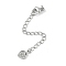 Brass Micro Pave Cubic Zirconia Ends with Chains, Heart, Platinum, 74mm, Hole: 2.5mm