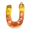 Resin Pendant, with Iron Ring Finding, Letter A~Z, Letter U, 40x28x7.5mm, Hole: 2mm