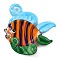Handmade Lampwork Pendants, Fish Charms, Colorful, 38x38x16mm, Hole: 5x4mm