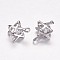 Brass Charms, with Rhinestone, Star, Platinum, 12.5x10mm, Hole: 1mm