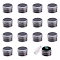 Plastic Loose Diamond Boxes, Flat Round with Clear Glass Window and Sponge Inside, for Jewelry Cabochons Displays, Black, 2.95x2.15cm