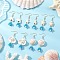 5Pair Shell Glass Dangle Earrings, Golden, Mixed Shapes, 51.5~63.5x14~26mm