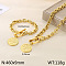 Flat Round with Tree of Life 304 Stainless Steel Pendant Necklaces & Charm Bracelets Sets, Golden, 460mm