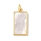 Brass Pave Natural White Shell Pendants, Real 18K Gold Plated, with Jump Rings, Long-Lasting Plated, Lead Free & Cadmium Free, Rack Plating, Rectangle, 19x10x2mm, Hole: 3mm