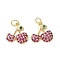 Brass Micro Pave Cubic Zirconia Pendants, Rack Plating, Cherry Charms, Lead Free & Cadmium Free, Long-Lasting Plated, with Jump Ring, Real 18K Gold Plated, 13.5x14x3mm, Hole: 3.2mm