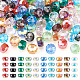 Pandahall 100 個 10 色透明ガラスビーズ連売り  多面的  ABカラーメッキ  ロンデル  ミックスカラー  7~7.5x4.5mm  穴：1.2mm  10個/カラー GLAA-TA0001-40-1