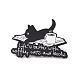 Mot la vie est meilleure avec un chat de café et des livres épingle en émail JEWB-H008-10EB-1