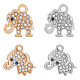 Hobbiesay 32 pz 2 colori ciondoli elefante ciondoli in argento e oro chiaro strass in lega carino forniture artigianali creazione di gioielli accessori per orecchini bracciali collane che fanno ALRI-HY0001-01-1