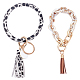 CHGCRAFT 2 Pcs 2 Styles Key Ring Bracelet Leopard Print Leather Wristlet Keychain Acrylic Bangle Key Ring Bracelet with Tassel for Wrist Gift for Women Girls HJEW-CA0001-18-1