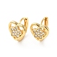 Cubic Zirconia Heart with Star Hoop Earrings EJEW-G312-15G-02-2