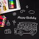 GLOBLELAND Happy Birthday Clear Stamps Animal Hiking Bus Silicone Clear Stamp Seals for Cards Making DIY Scrapbooking Photo Journal Album Decoration DIY-WH0167-56-672-7