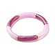 Bracelet extensible en perles de tube incurvé en acrylique bicolore BJEW-JB07971-05-1