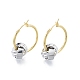 Brass Knot Beaded Hoop Earrings for Women EJEW-P205-10P-1