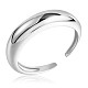 Rhodium Plated 925 Sterling Silver Plain Band Open Cuff Ring for Women JR863A-1