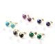 Mixed Gemstone Round Beads Stud Earrings for Girl Women EJEW-JE04666-1