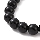 Bracelets extensibles perlés tête de bouddha en pierre noire synthétique et alliage BJEW-JB09420-02-3