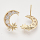 Brass Micro Pave Clear Cubic Zirconia Stud Earring Findings KK-T054-53G-NF-2