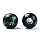 Perles en verre rondes peint à la bombe couleur mixte et style mixte DGLA-X0003-12mm-4