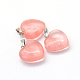 Heart Dyed Cherry Quartz Glass Pendants G-Q371-03-2