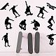 Superdant 16 個スケートボードジュニアステッカースケートボードシルエット壁デカールステッカー黒スポーティなジュニア壁ステッカー diy ビニールの装飾スケートボードクラブスケートボード店の装飾 DIY-WH0377-084-5
