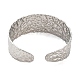 304 Stainless Steel Textured Flat Cuff Bangles BJEW-G694-04P-3