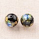 Flower Picture Printed Glass Round Beads GLAA-J087-12mm-A08-2