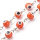 Handgefertigte runde Bunte Malerei-Perlenkette mit bösem Blick AJEW-JB01061-5